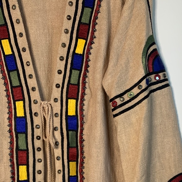 Roja Linen Jacket with Embroidery, Studs, Tassel and Fringe - Picture 5 of 7